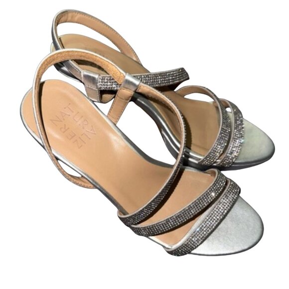NATURALIZER Silver Rhinestone Sparkle Heels Size 7 - Picture 3 of 7